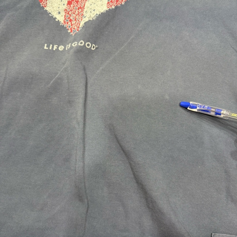 Life Is Good Gray/Blue Crusher Tee flawed - Picture 11 of 11